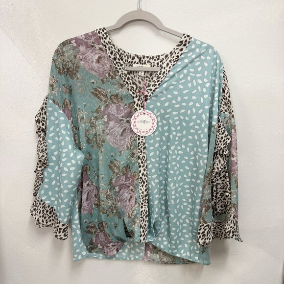 NWT UMGEE Mixed Boho Blouse - Size M - Picture 1 of 7